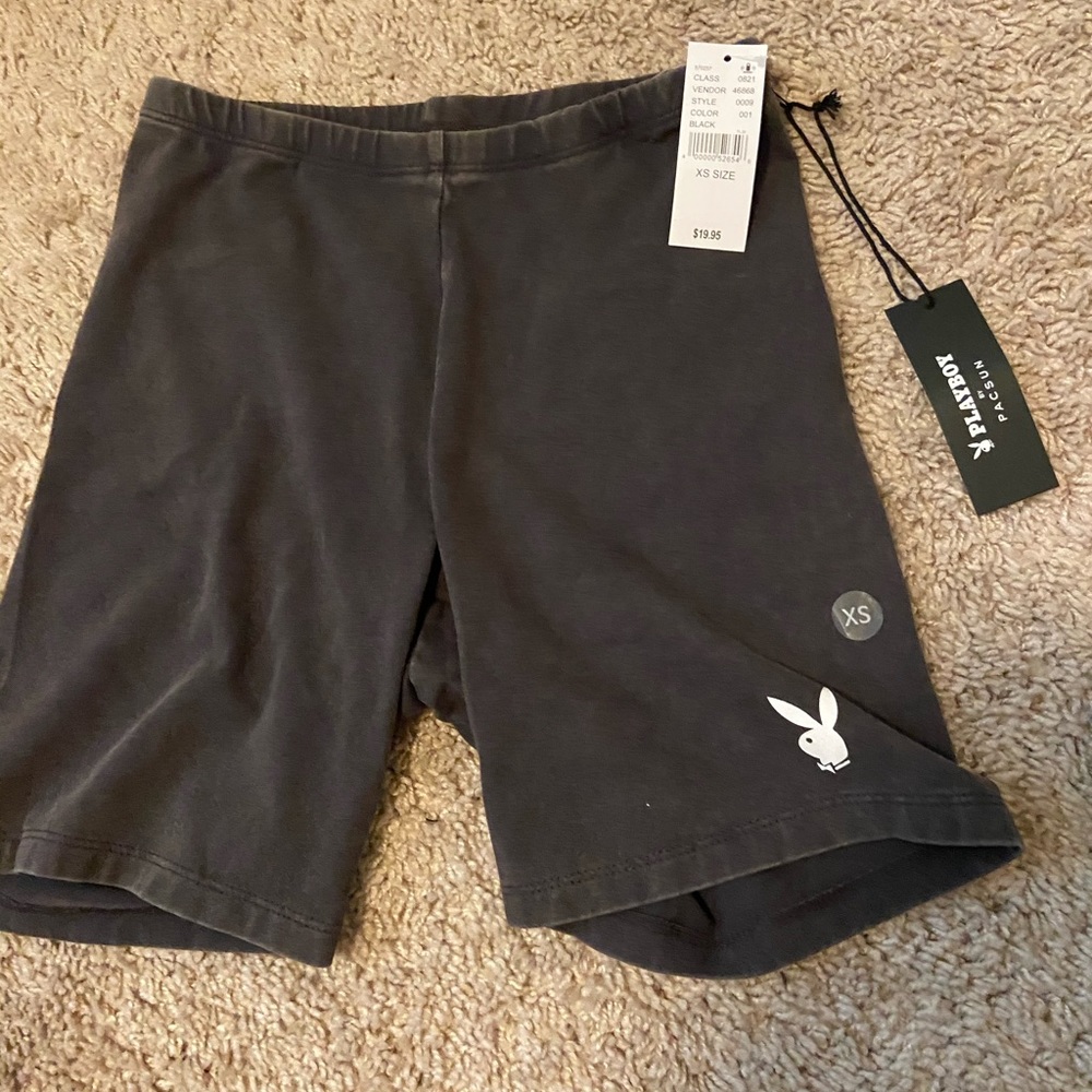 Washed out Playboy biker shorts